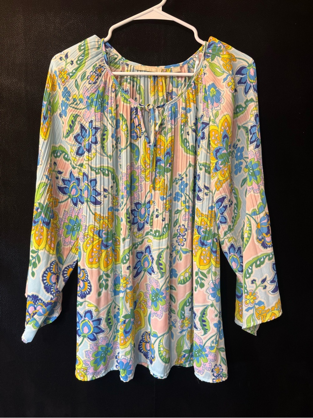 Sunny Leigh XL Floral Paisley Pleated Flowy Boho Blouse